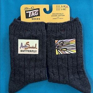 Blue Q Dark Gray Anti Social Butterfly Socks